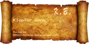 Klopfer Bene névjegykártya